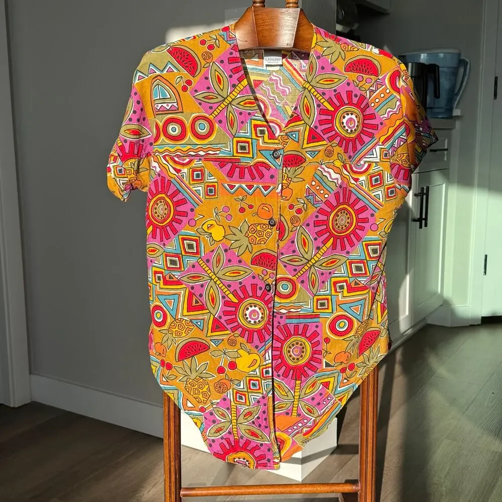 Vintage Catalina 2 Piece Set Made USA Tropical Geometric Resort Palm Springs M